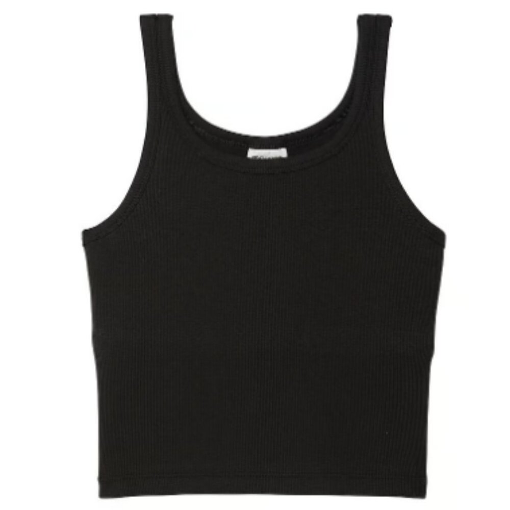 PINK Victorias Secret RIB CROP TANK TOP - Pure Black - XXL - Picture 3 of 4